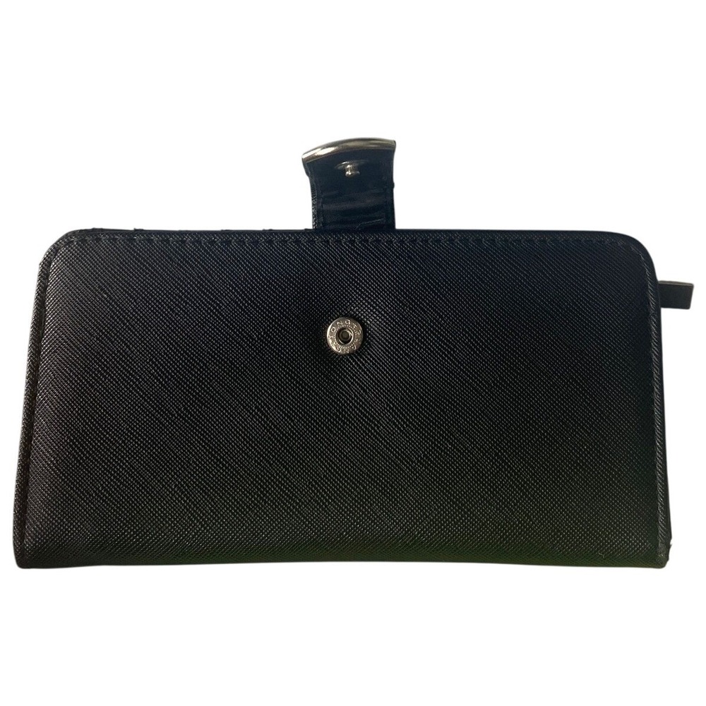 Black Faux Leather Wallet Organizer Clutch Checkbook Card Holder Zip Pocket